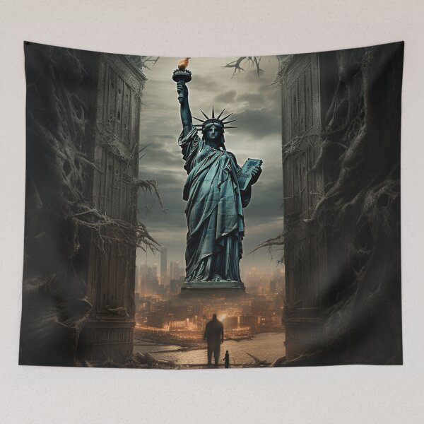 Item preview, statue of liberty through gothic cathedral doors designed and sold by Davidshadowing.