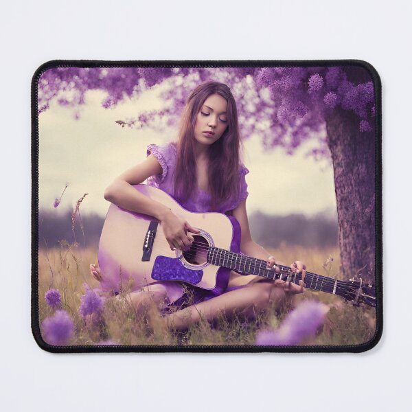 Item preview, Sexy girl plays the purple guitar. on the meadow. designed and sold by mariolasworld.