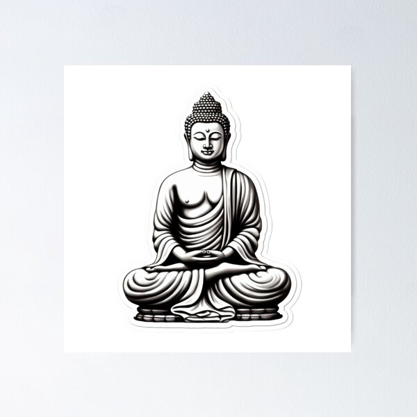 Item preview, Buddha Black White, young buddha stickers , positive sticker For Different Surfaces designed and sold by MartynGrey.