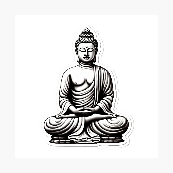Item preview, Buddha Black White, young buddha stickers , positive sticker For Different Surfaces designed and sold by MartynGrey.