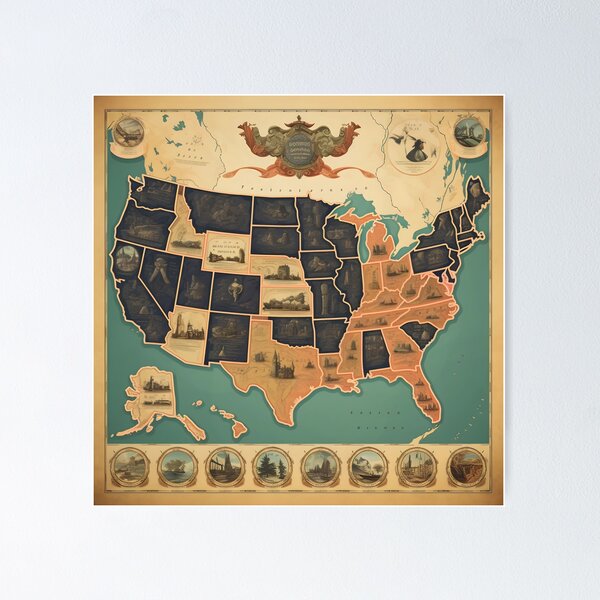 Item preview, Port Hole Drawings Map of U.S.A. designed and sold by dcrc.