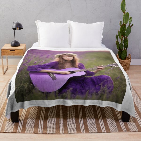 Item preview, Sexy girl plays the purple guitar. on the meadow. designed and sold by mariolasworld.