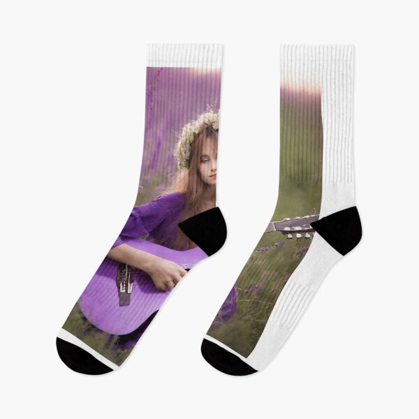 Item preview, Sexy girl plays the purple guitar. on the meadow. designed and sold by mariolasworld.