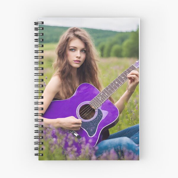Item preview, Sexy girl plays the purple guitar. on the meadow. designed and sold by mariolasworld.