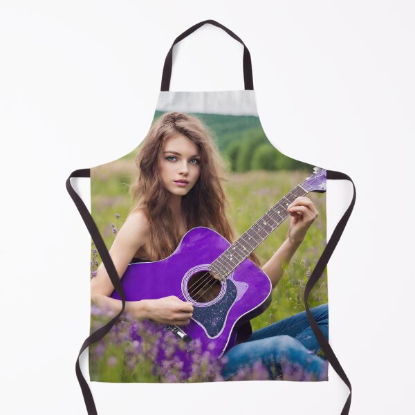 Item preview, Sexy girl plays the purple guitar. on the meadow. designed and sold by mariolasworld.
