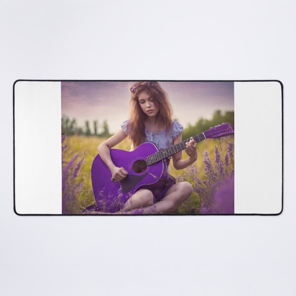 Item preview, Sexy girl plays the purple guitar. on the meadow. designed and sold by mariolasworld.