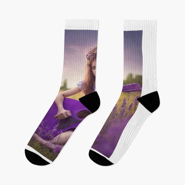 Item preview, Sexy girl plays the purple guitar. on the meadow. designed and sold by mariolasworld.
