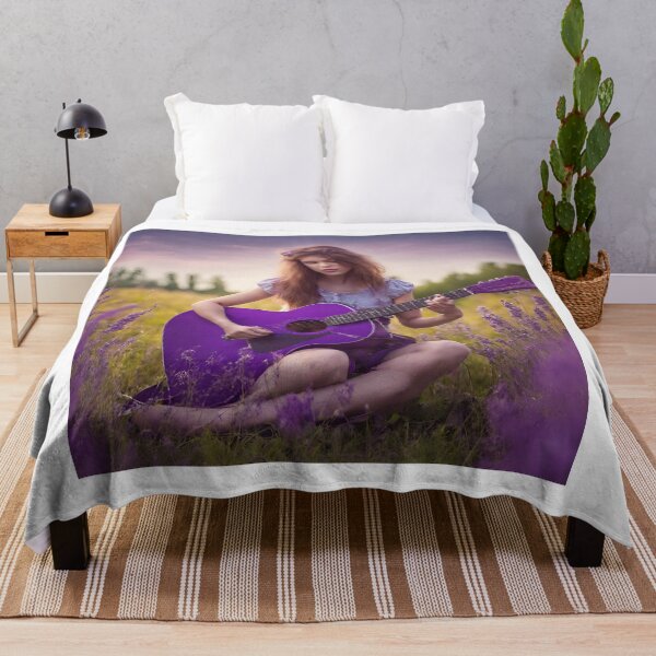 Item preview, Sexy girl plays the purple guitar. on the meadow. designed and sold by mariolasworld.