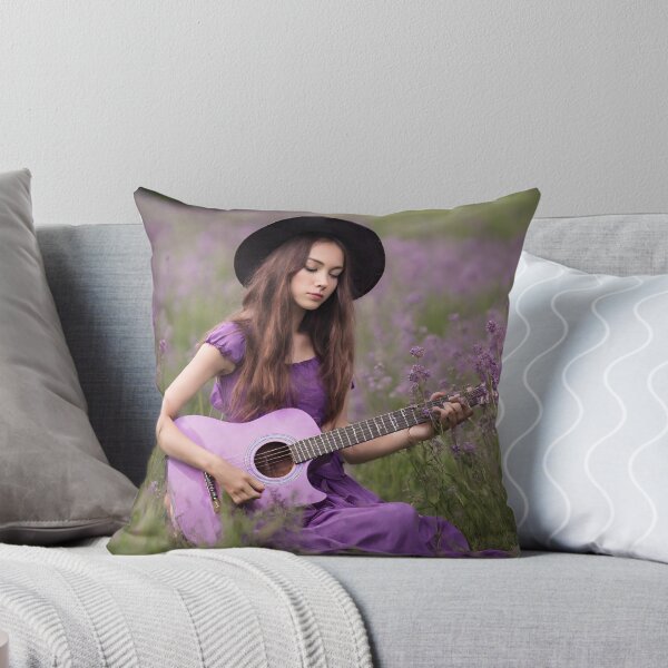 Item preview, Sexy girl plays the purple guitar. on the meadow. designed and sold by mariolasworld.