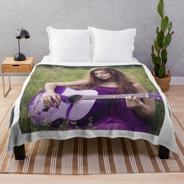 Item preview, Sexy girl plays the purple guitar. on the meadow. designed and sold by mariolasworld.