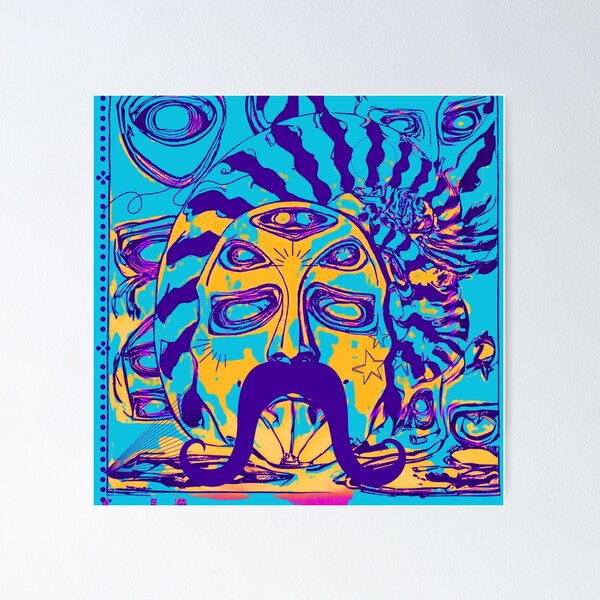 Item preview, Salvador Dalí Psychedelic Mask in blue designed and sold by Omarupattern51.