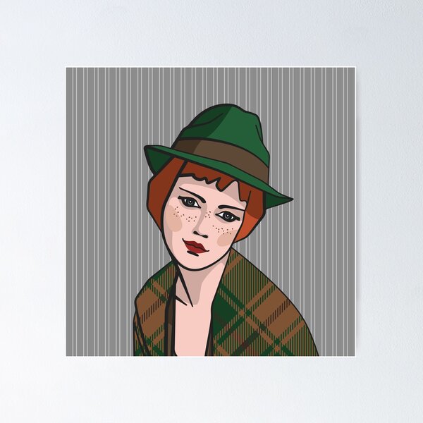 Item preview, Redhead girl in green hat designed and sold by KatyaVitchenko.