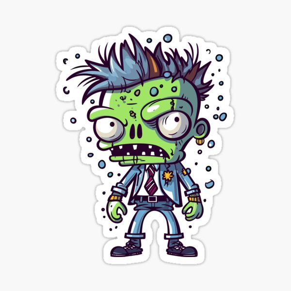 Aperçu de l'œuvre Dessin animé mignon de zombie vert (Image 6/24) créée et vendue par DigitalArtify.