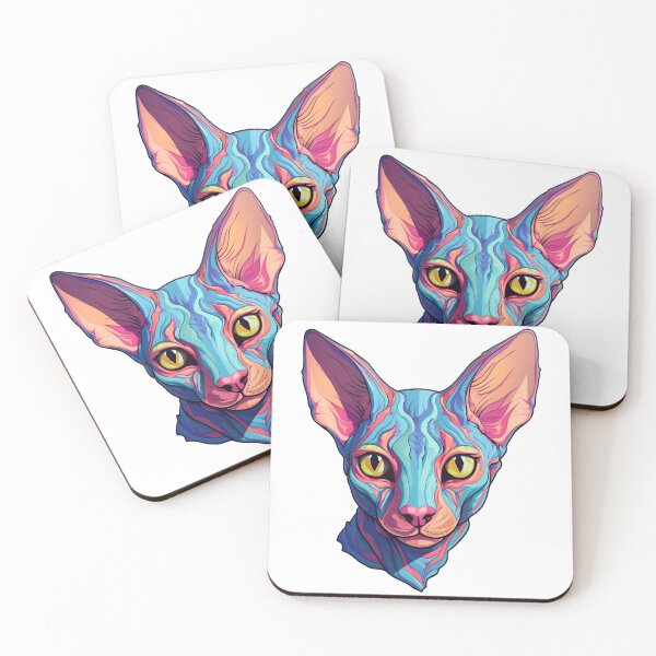 Item preview, Psychedelic Sphynx Cat Kitty Vibrant Watercolors Portrait  designed and sold by meganohm.