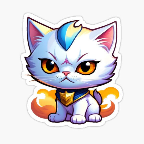 Captain White Kitty with Shield Sticker