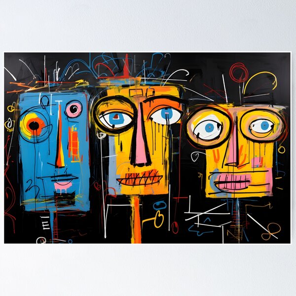 Artikelvorschau, Abstract Fusion Trio – Surreale KI-Porträts: Mischung aus Graffiti-inspirierten Strichen und Avantgarde-Geist entworfen und verkauft von OlfactoART Studio.