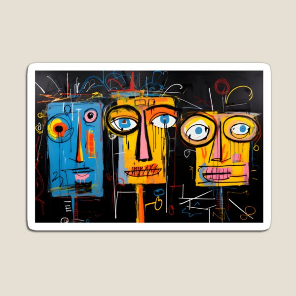 Item preview, Trío de fusión abstracta: retratos surrealistas con IA: combinación de trazos inspirados en graffiti y espíritu vanguardista designed and sold by OlfactoART Studio.