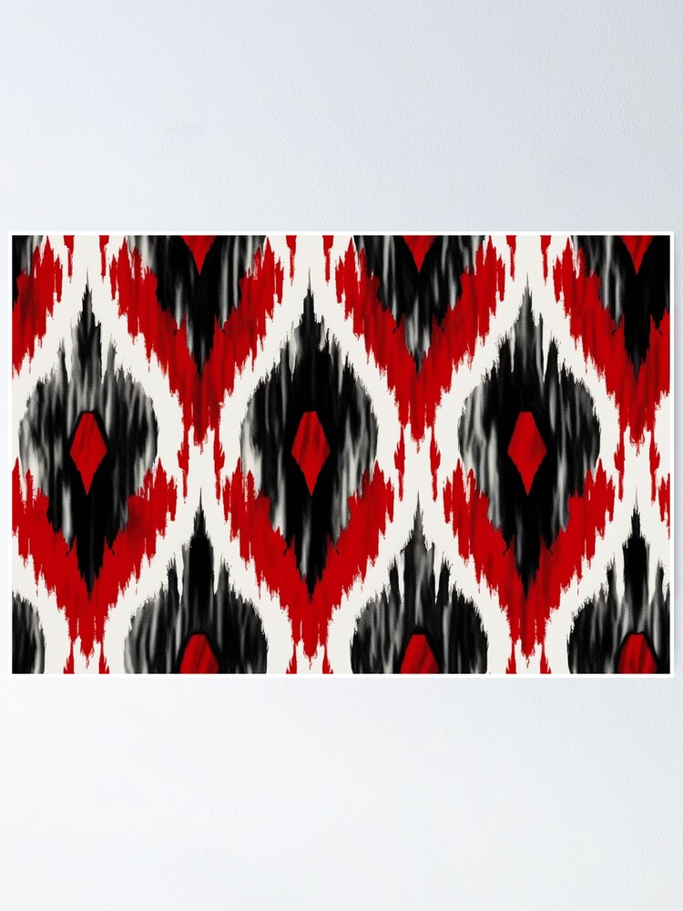 Thumbnail 1 of 3, Poster, Ikat Pattern designed and sold by SideSignal.