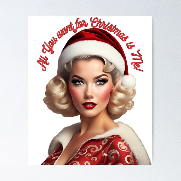 Artikelvorschau, Blondes, hübsches Weihnachts-Pinup-Girl entworfen und verkauft von aipinups.