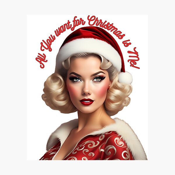 Artikelvorschau, Blondes, hübsches Weihnachts-Pinup-Girl entworfen und verkauft von aipinups.