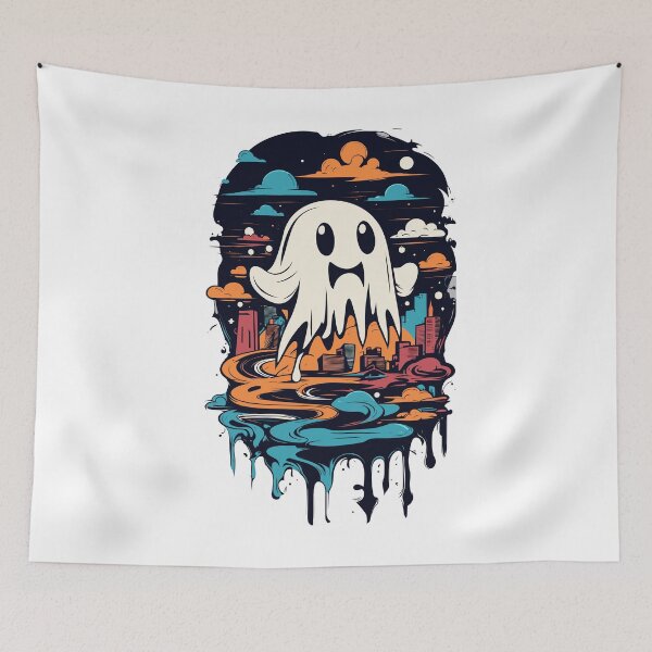 Item preview, Funny Halloween Boo Ghost in The City designed and sold by GENESIS-POD.