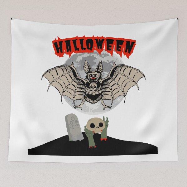 Item preview, Happy Halloween massive bat, grave and skull designed and sold by PTB Art Design.