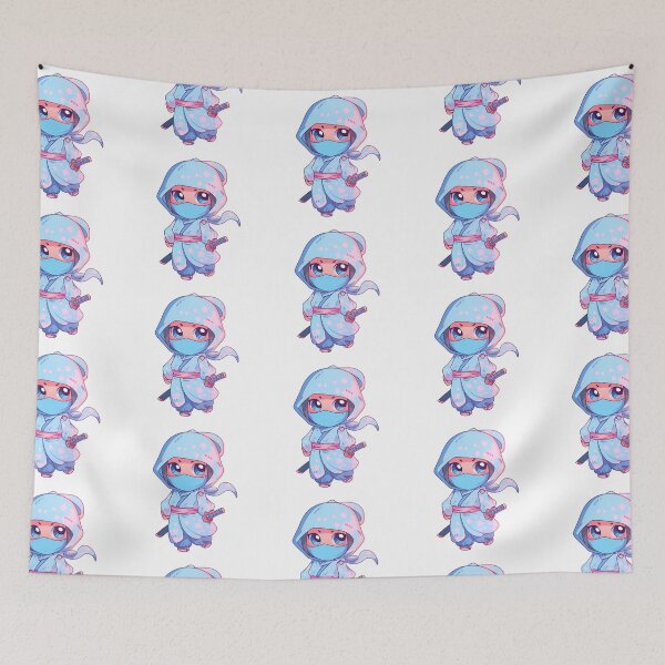 Item preview, Kawaii Ninja Princess: Blue & Pink Blossom designed and sold by Tincanninja.