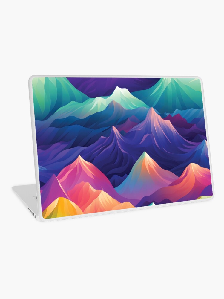 Thumbnail 1 of 2, Laptop Skin, Beautiful & Colourful Geometric Mountains designed and sold by hidden-design.