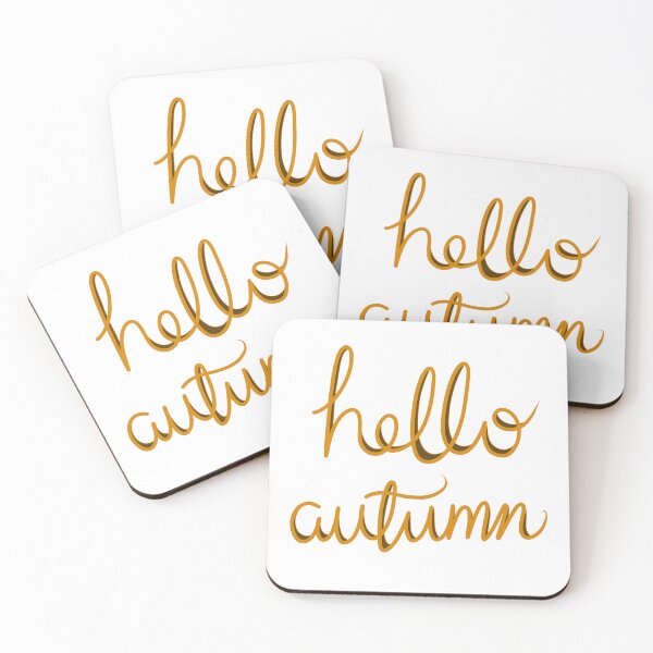 Item preview, Hello Autumn, Pretty Script Calligraphy Handwritten Orange Design on a White backdrop, made by EndlessEmporium designed and sold by EndlessEmporium.