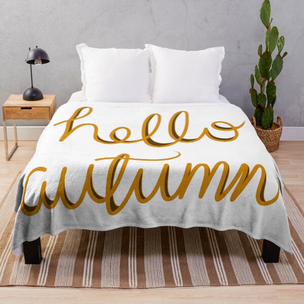 Item preview, Hello Autumn, Pretty Script Calligraphy Handwritten Orange Design on a White backdrop, made by EndlessEmporium designed and sold by EndlessEmporium.