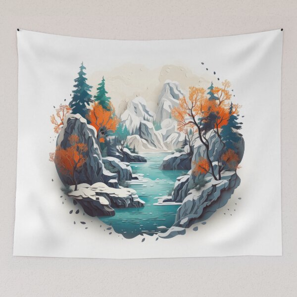 Item preview, Peaceful River Going Through The Mountains designed and sold by venomNL.