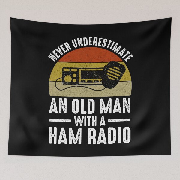 Item preview, Never Underestimate An Old Man With A Ham Radio designed and sold by Cat Lady Designs.