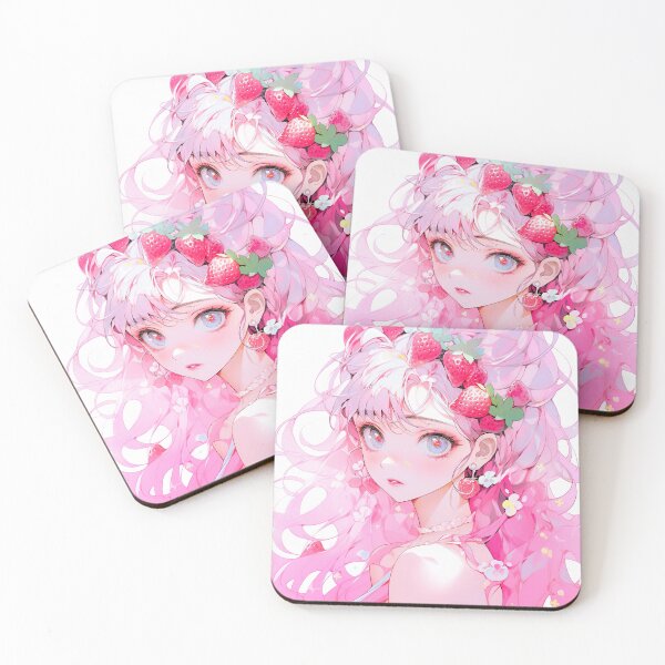 Item preview, Adorable Strawberry Flower Crown Anime Girl designed and sold by bubblegoth.