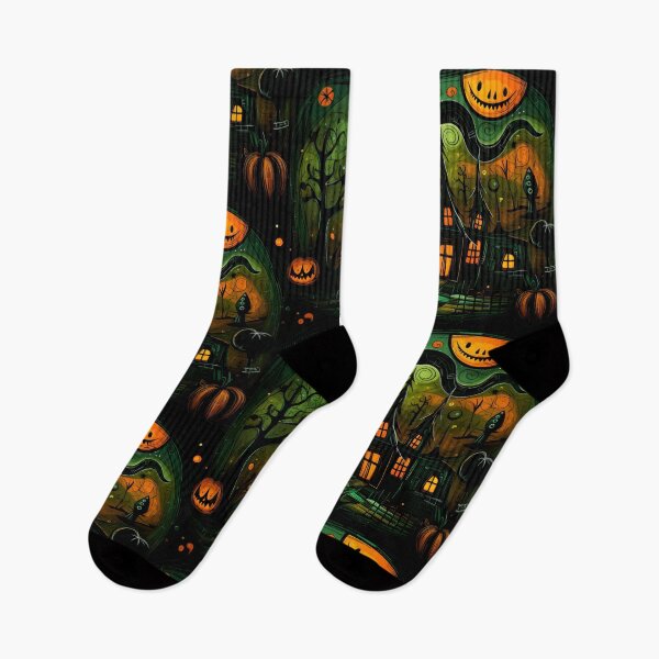 Item preview, Whimsical Enigma- Haunted Houses and Pumpkins in Modern Abstract Mystery designed and sold by OlfactoART Studio.