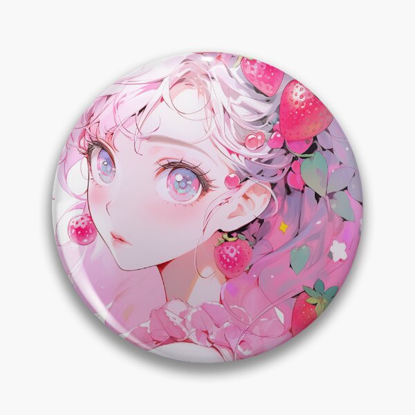 Item preview, Adorable Pink Strawberry Fruit Anime Girl designed and sold by bubblegoth.