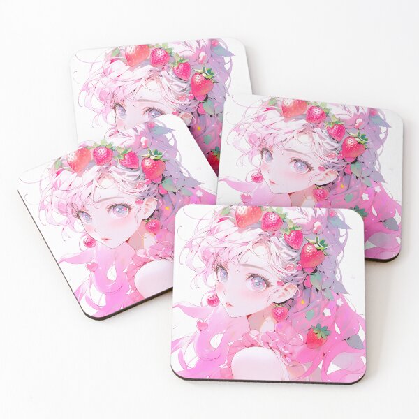 Item preview, Adorable Pink Strawberry Fruit Anime Girl designed and sold by bubblegoth.