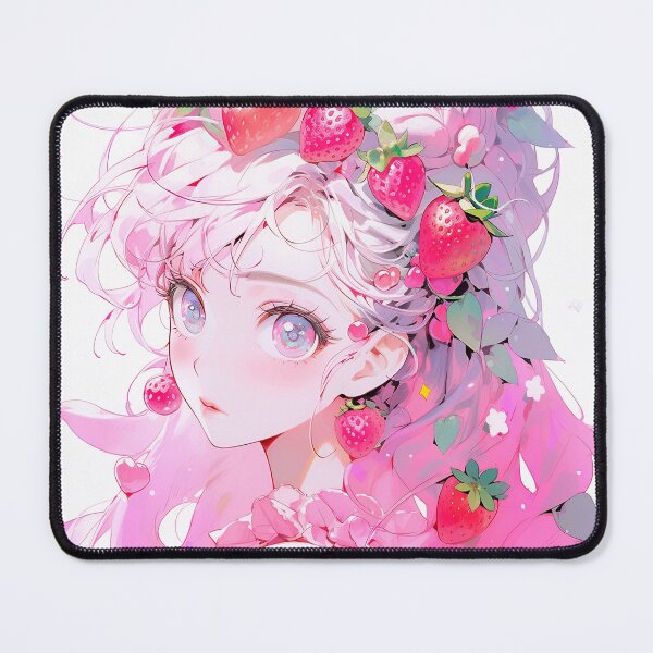 Item preview, Adorable Pink Strawberry Fruit Anime Girl designed and sold by bubblegoth.