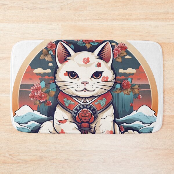Item preview, New Year's lucky cat, cat as a lucky charm in Japanese anime style designed and sold by WallyPink.