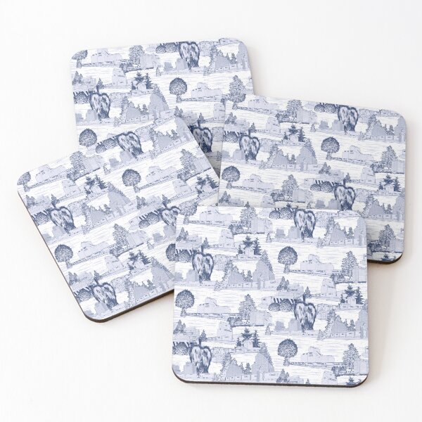 Item preview, Toile Pattern Nostalgia - Bygone Grain Elevators designed and sold by Eejee-SK.