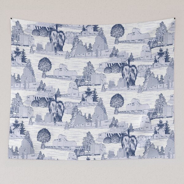 Item preview, Toile Pattern Nostalgia - Bygone Grain Elevators designed and sold by Eejee-SK.