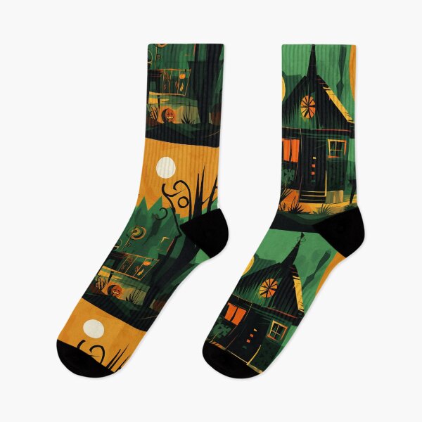 Item preview, Mysterious Halloween- Haunted Houses and Pumpkins in Modern Abstract Styles designed and sold by OlfactoART Studio.