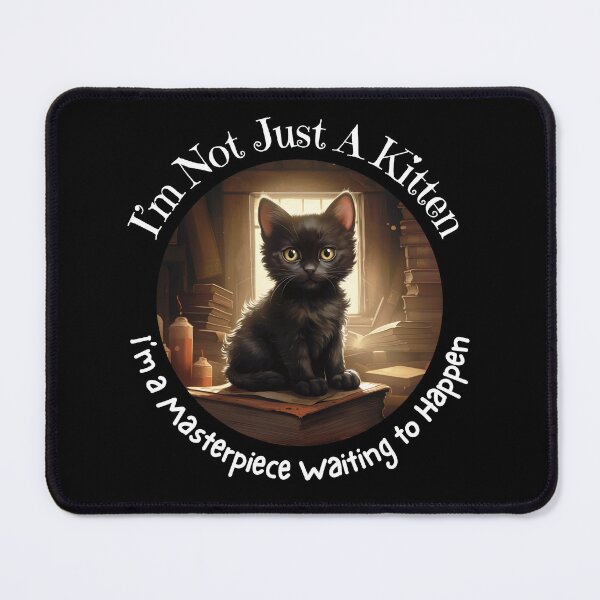 Item preview, Pretty Cute Black Kitten Illustration Graphic designed and sold by PrintFanDesign.