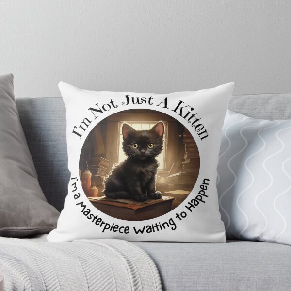 Item preview, Pretty Cute Black Kitten Illustration Graphic designed and sold by PrintFanDesign.