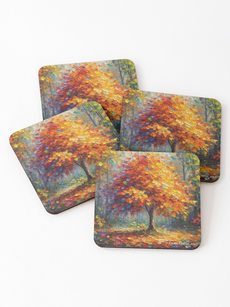 Thumbnail 1 of 5, Coasters (Set of 4), Fall Tree designed and sold by roxanegabriel.