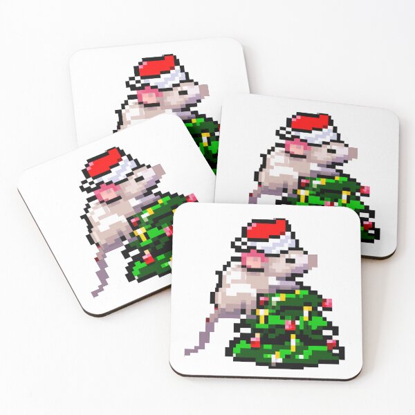 Item preview, Pixel Art Rat on Christmas Tree designed and sold by mindgoop.