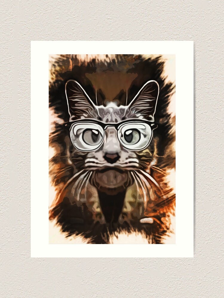 Impression Artistique Chat Curieux Caricature Par Naumovski Redbubble