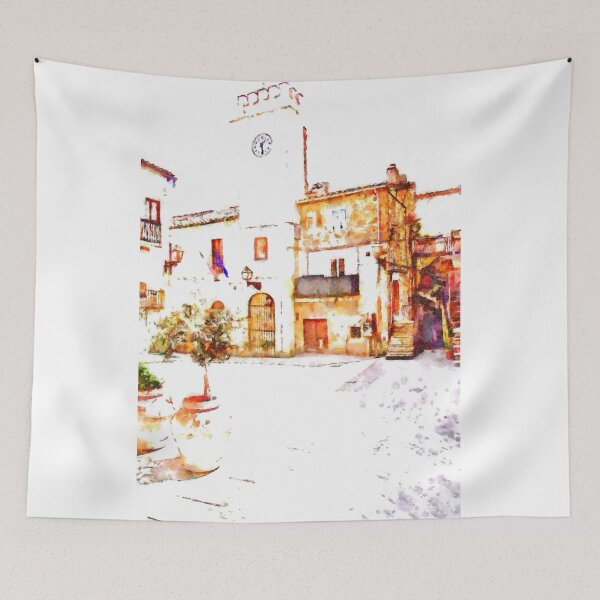 Item preview, Square View With Clock Tower designed and sold by Giuseppe Cocco.