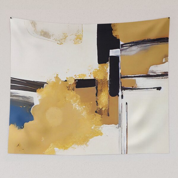 Item preview, Black, White, And Yellow Golden Hues Abstract Art designed and sold by DEC02.