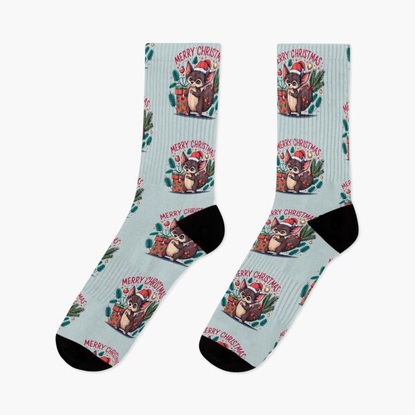 Item preview, cute aye aye wearing a christmas' hat, a christmas sweater and surrounded by christmas things designed and sold by The  Knick Knack Nook.