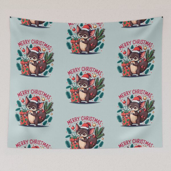 Item preview, cute aye aye wearing a christmas' hat, a christmas sweater and surrounded by christmas things designed and sold by The  Knick Knack Nook.